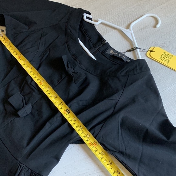 Gown Town fit and flare dress black‎ retro vintage style 1950 NWT bows tailored - Picture 9 of 15